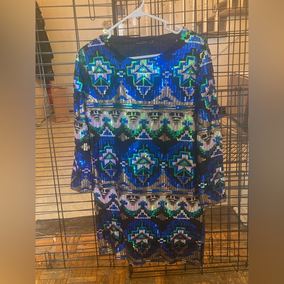 Zara blue sequin dress - Picture 3 of 4